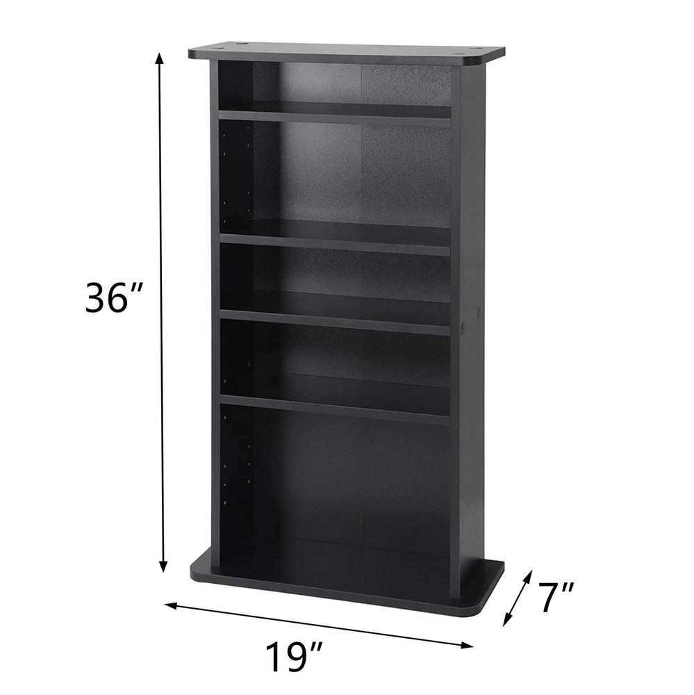 DVD Book Shelf Storage Cabinet CD Media Adjustable Customized Display 5 Layers