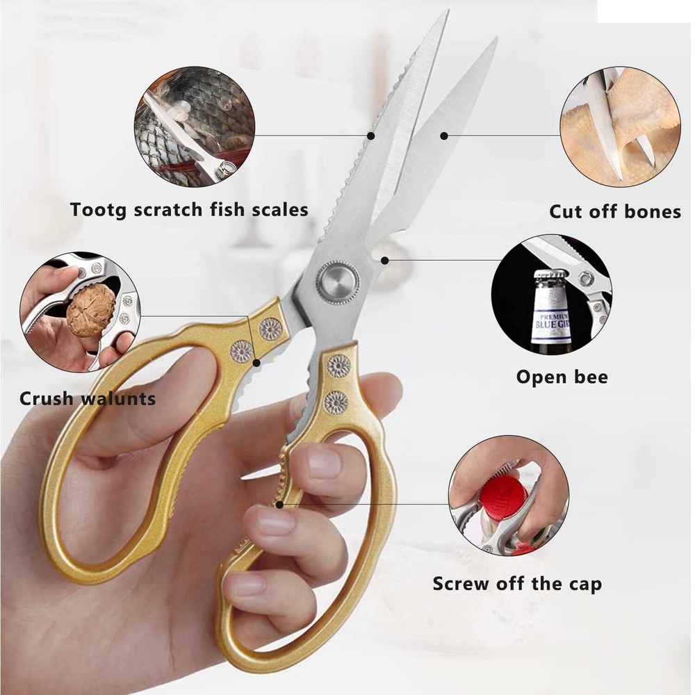 Kitchen Scissors Heavy Duty Sharp Kitchen Shears Dishwasher Safegold Kitchen Acc