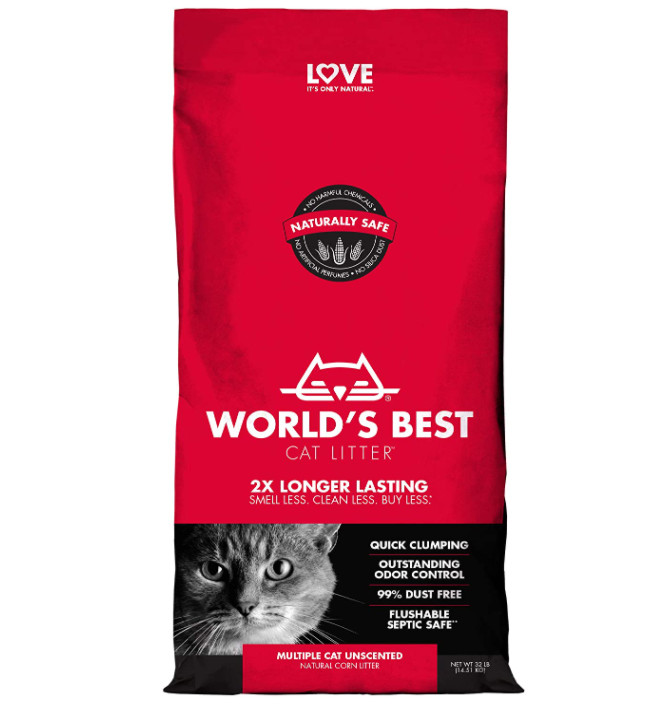 WORLD'S BEST CAT LITTER Multiple Cat Unscented, 32-Pounds