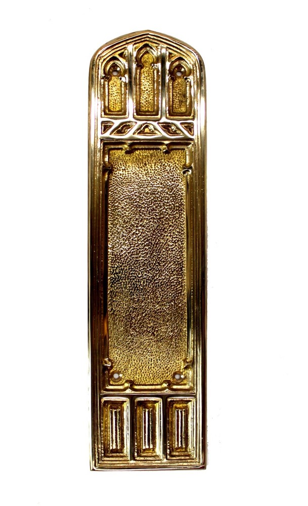 Gothic Greek Revival Style Solid Brass Push Plate with Arched Top