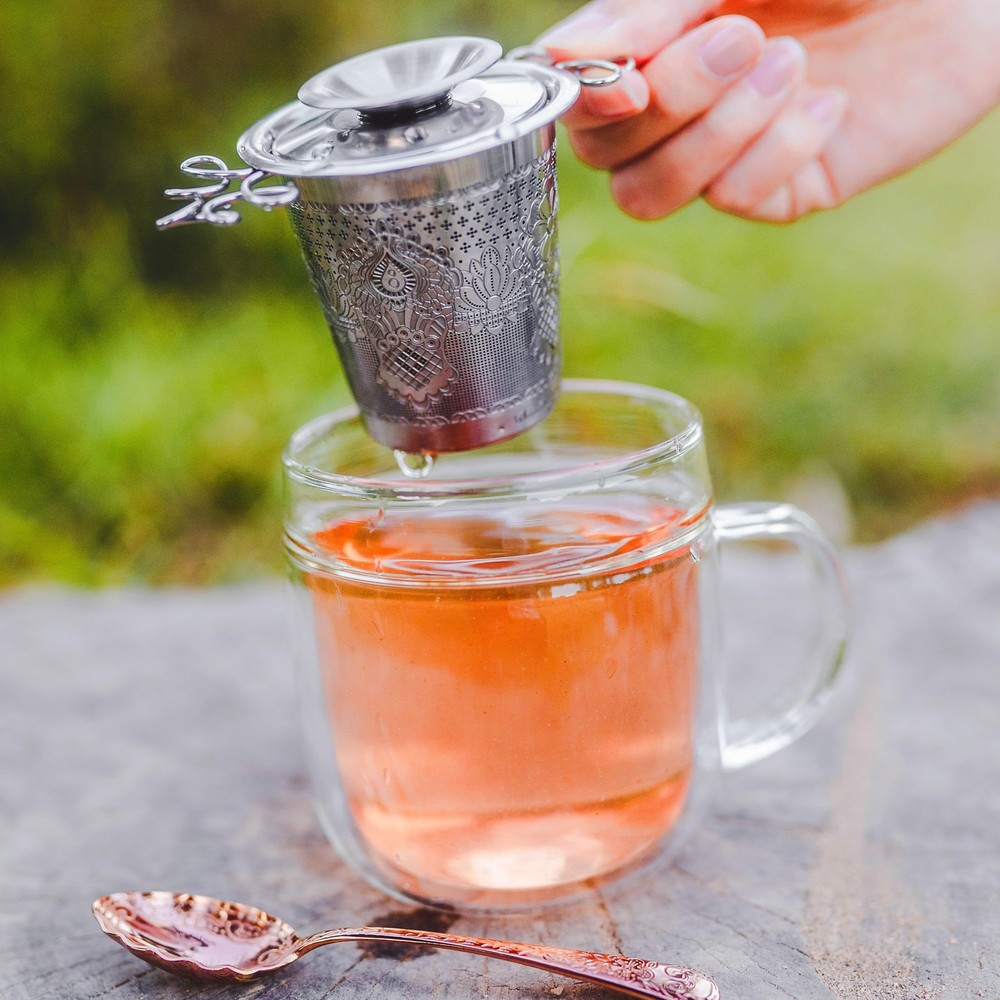 Luxury Tea Strainer Set - Stainless Steel Infuser with Diamond Patterns, Crys...