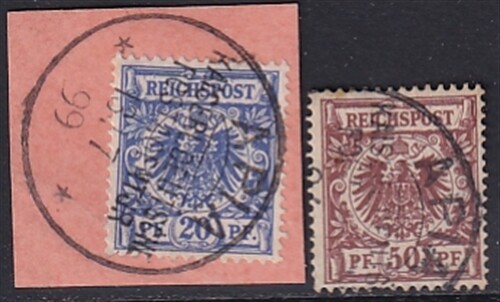 German Samoa 1890 MI Forerunners V48+V50 CANC VF