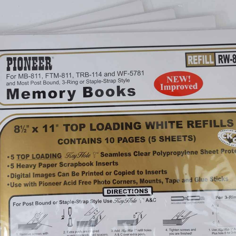 4 Pioneer Memory Book Top Loading White Refills Sheets Pack Lot Page Protectors
