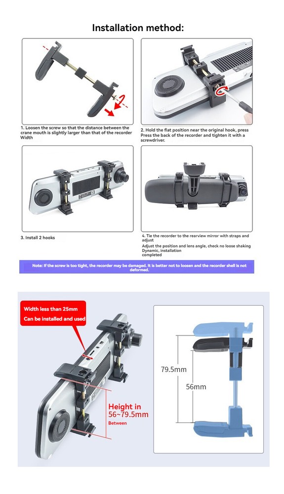 Bracket Rearview Mirror Dash Cam Holder -Replacement for Cracked or Broken Hook