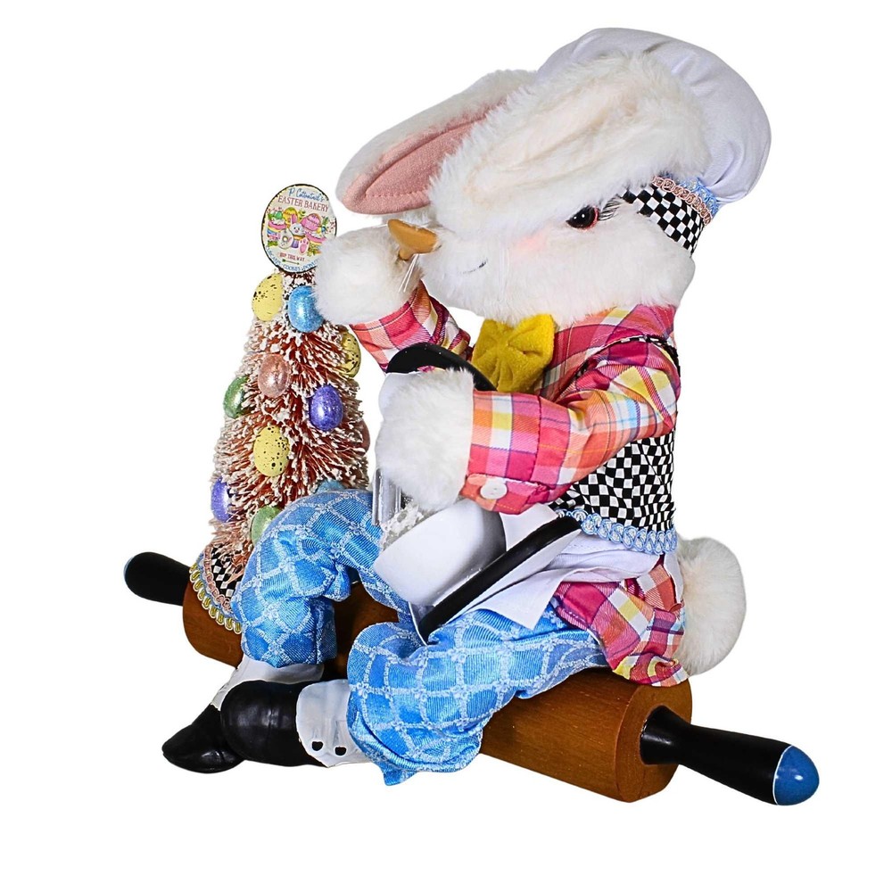 Karen Didion Bunny On Rolling Pin Figurine Easter Kitchen