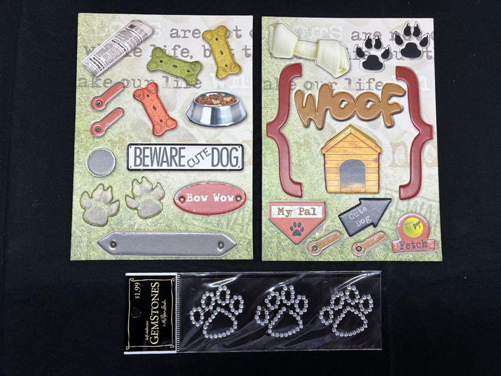 ASSORTED "DOG" CHIPBOARD EMBELLISHMENTS & BLING