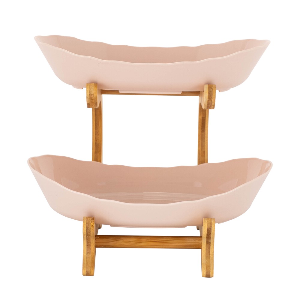 2 Tier Fruit Bowl, Fruit Basket Stand, Fruit Serving Tray Beige US~