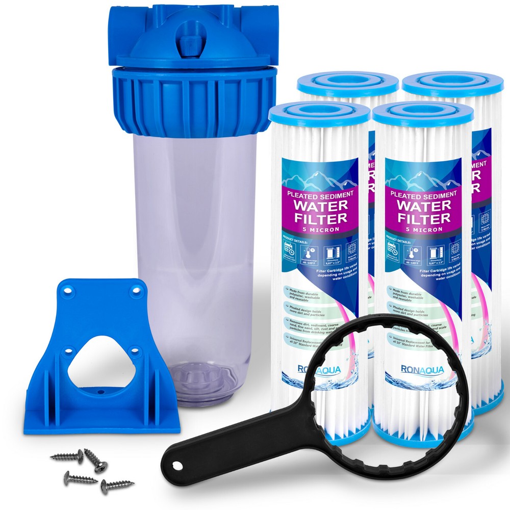 10" Clear Standard Whole House Water Filter System with Pleated Sediment Filter