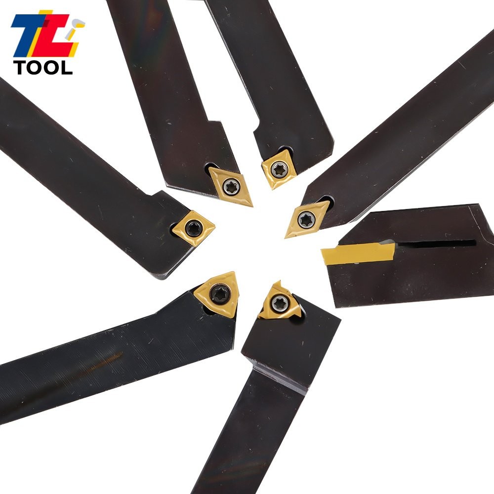 7Pc 1/2" Lathe Tool Bit Thread Insert+Holder Set Carbide Indexable Turning Tool
