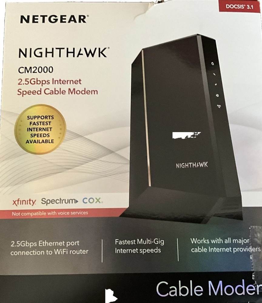Netgear Nighthawk 2.5 Gbps Ultra-High Speed Cable Modem Model CM2000