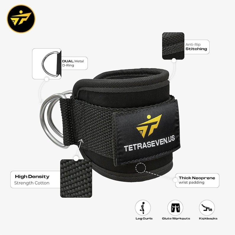 Weightlifting Ankle Straps – D-Ring Cable Attachment for Leg Workouts**