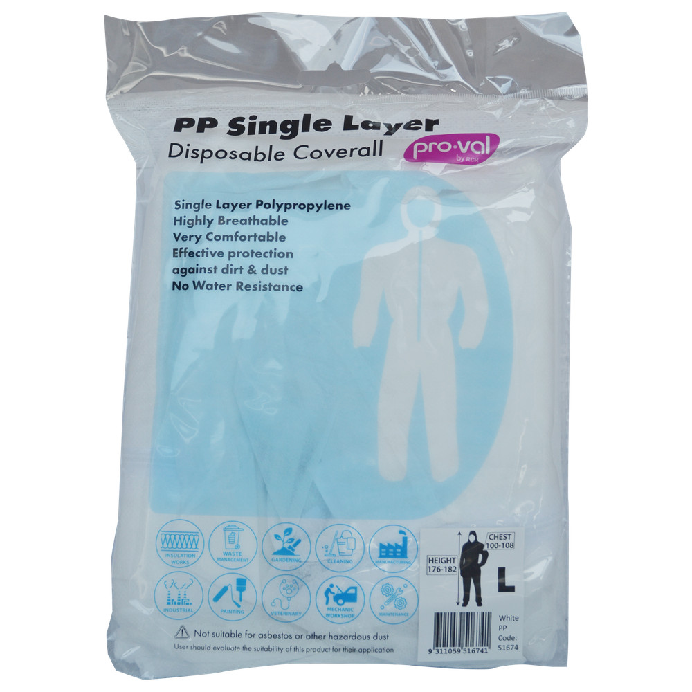 Pro-Val PP Single Layer Disposable Coverall - Size Large