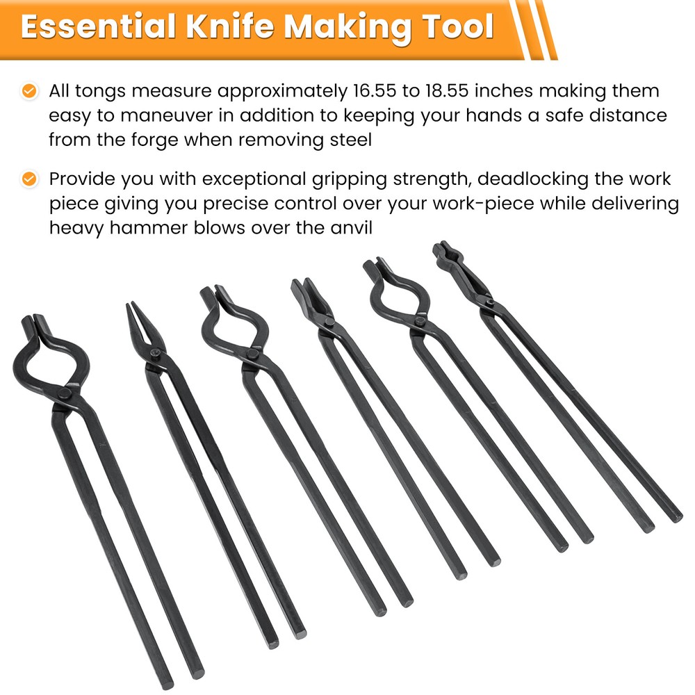 Beginner Blacksmith Bladesmith Forge Tongs Tools Set Knife Making Tongs Set 6PCS