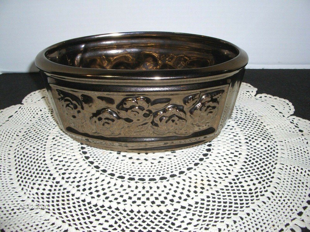 Haeger Pottery ~Metallic Rose~ Bronze Ceramic Planter Oval 8.5”