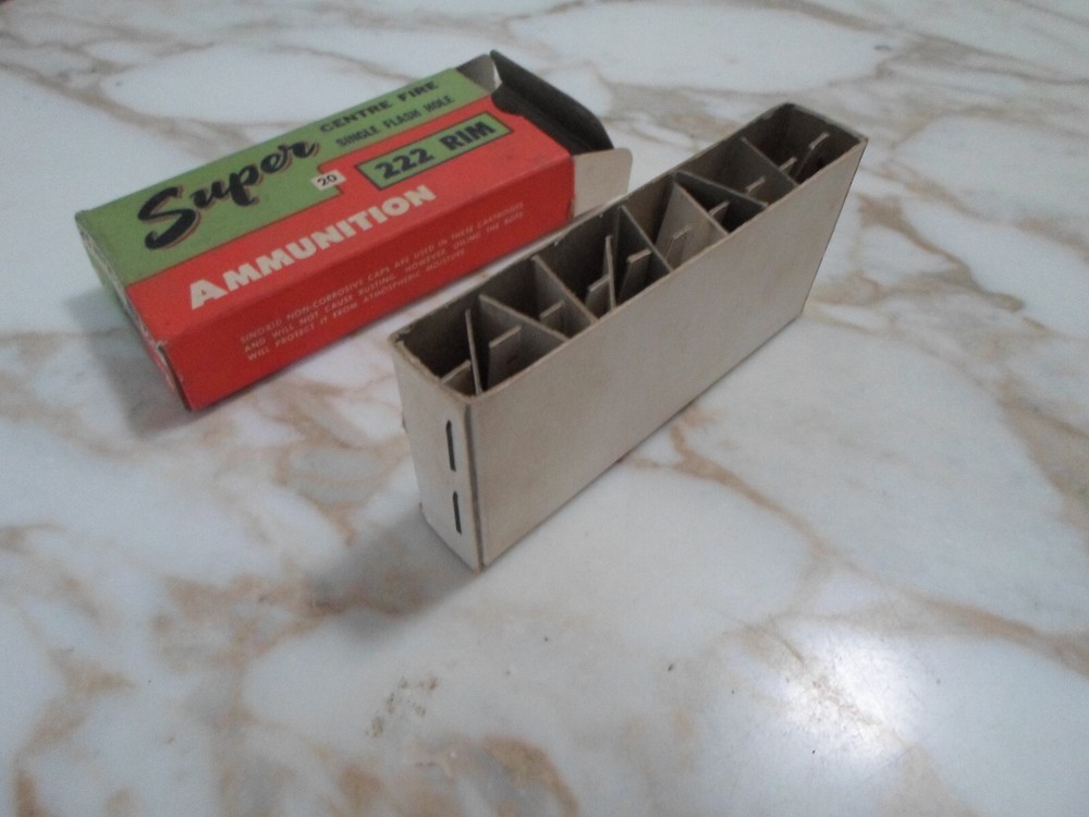 SUPER Ammunition Box, 222 RIM 50 Grain S.P. Empty box