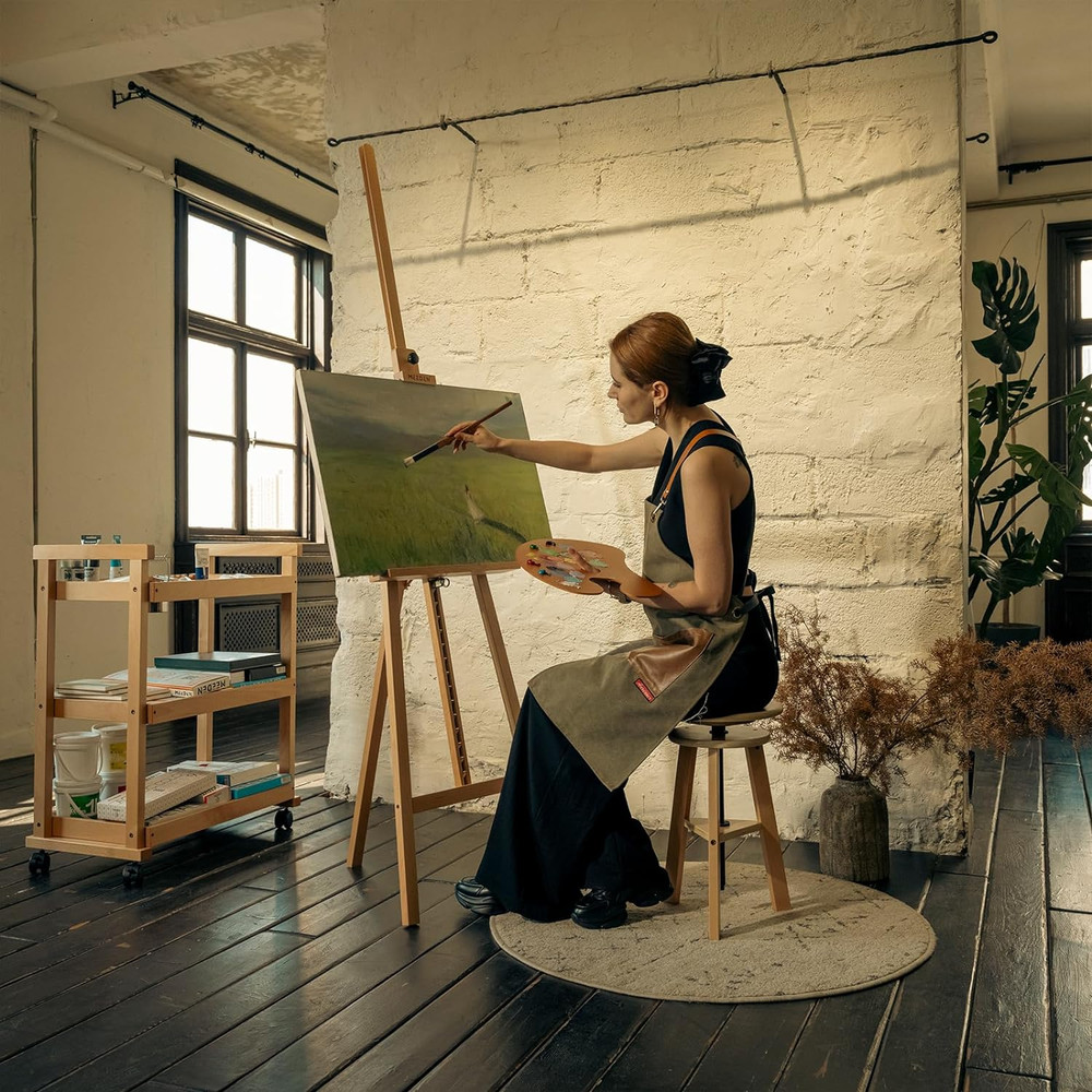 Adjustable Wooden Easel Stand for Painting, Solid Beech, Holds 43" Canvas