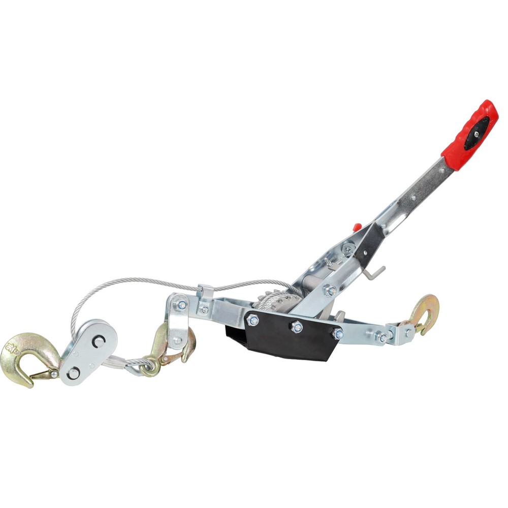 4 Ton Power Puller Hand Winch Steel Cable Puller Double Gear w/3-Hook 12FT Cable