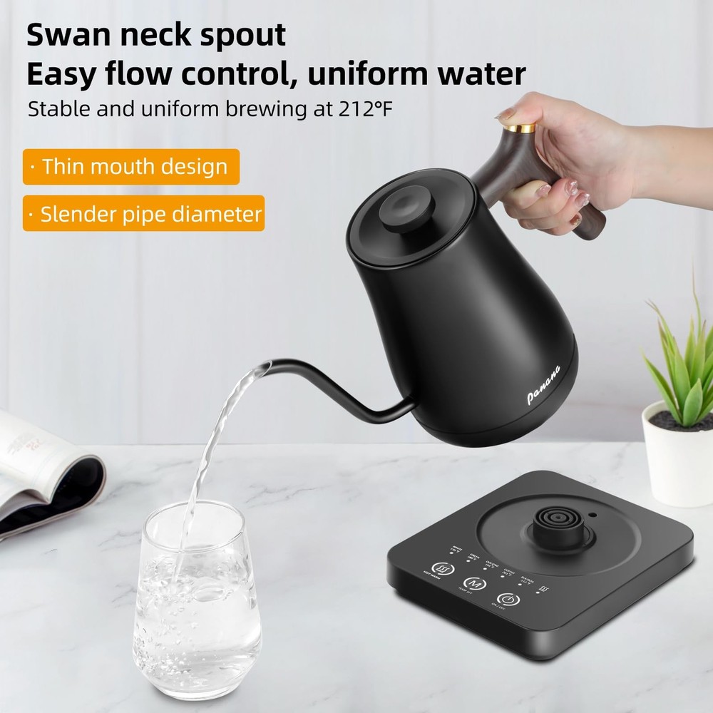 Gooseneck Electric Kettle 0.8L Temperature Control LCD Display - Fast Heating