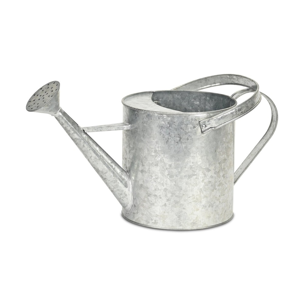 9" Gray Galvanized Metal Decorative Watering Can