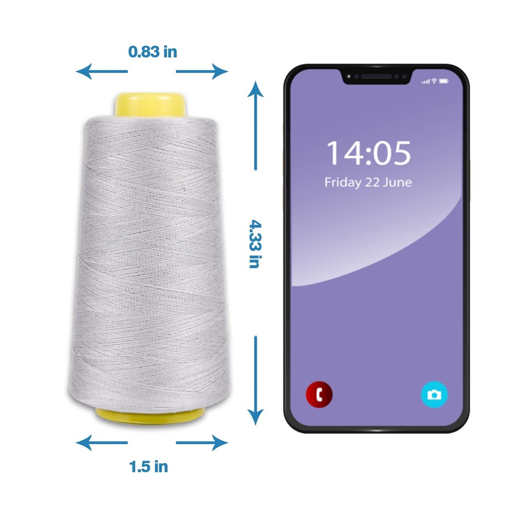 Serger Thread All-Purpose Thread for Sewing Gray Thread Polyester Sewing Thre...