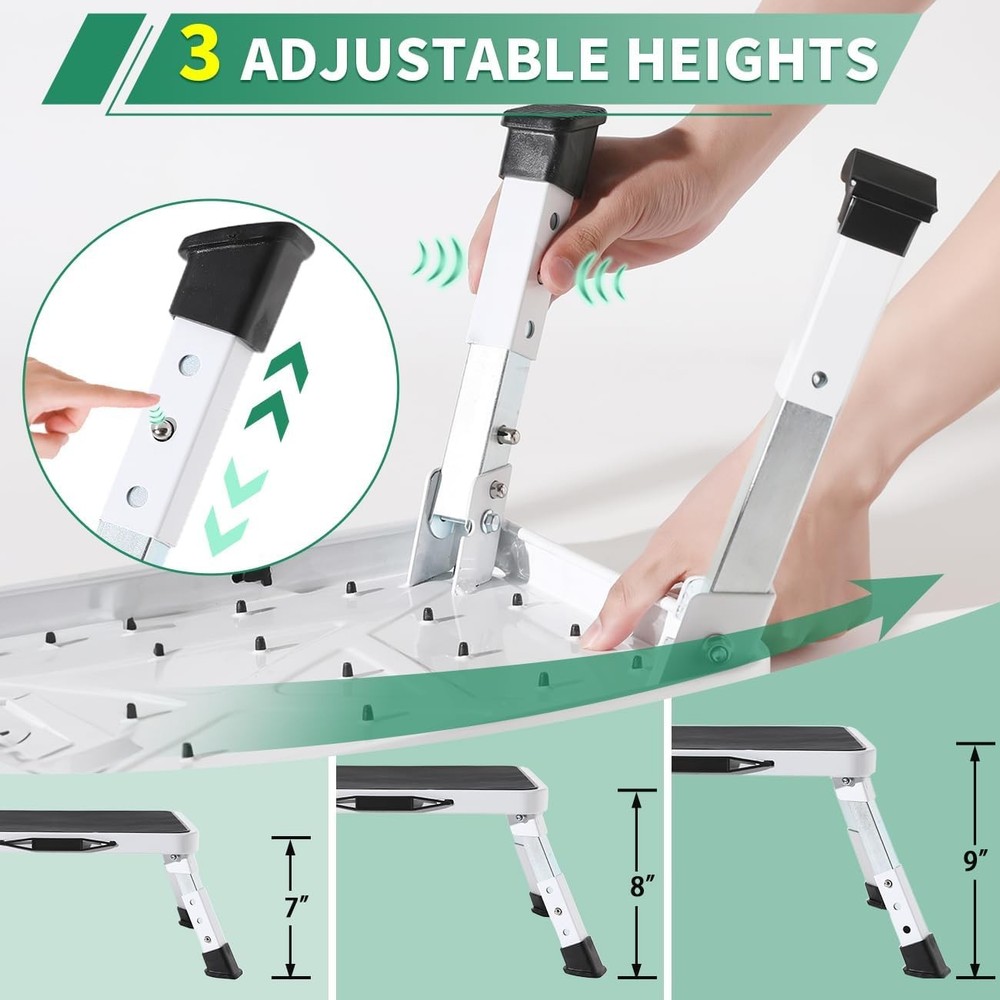 Adjustable Folding One Step Stools Adults Heavy Duty Metal Step Stool