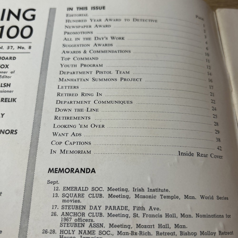 SPRING 3100 NYPD MAGAZINE SEPTEMBER 1966