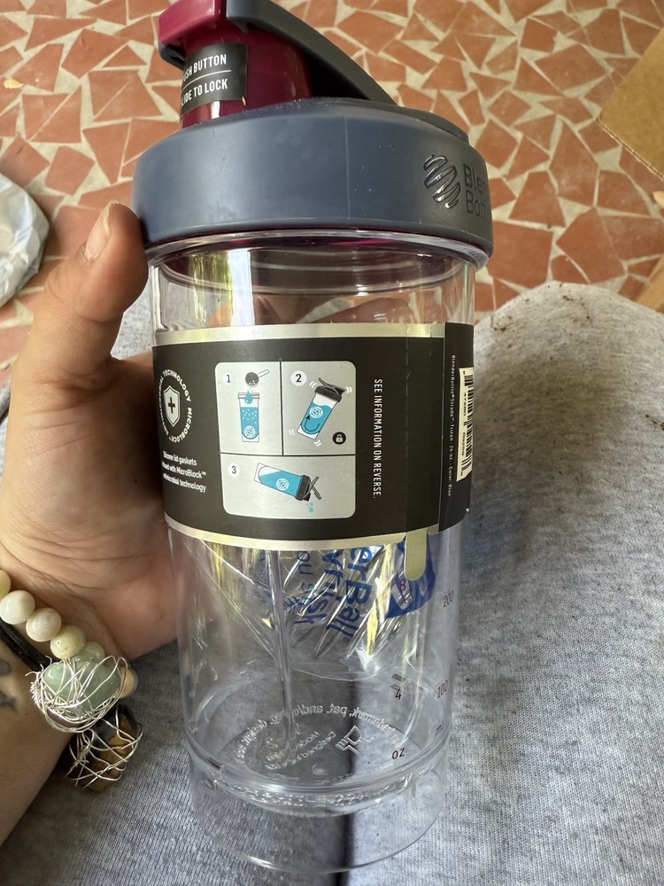 BlenderBottle Strada 24 oz Push Button Shaker Bottle Leakproof Gray