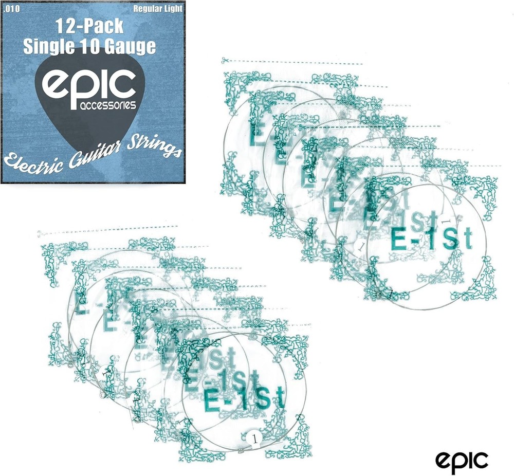 12-Pack .010 Gauge High E String Single Electric Guitar Strings 10