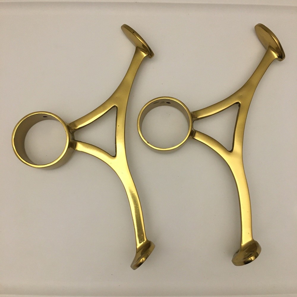 Solid Brass Bar Foot Rail Brackets SET OF 2