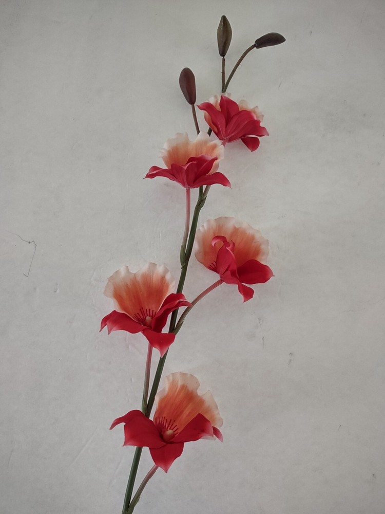 Artificial miltoniopsis orchid stem CORAL/PEACH