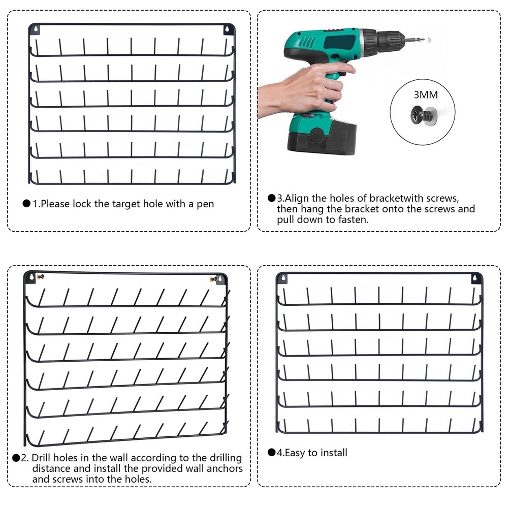 4 pack thread holder wall mount，54 spools sewing thread organizer，