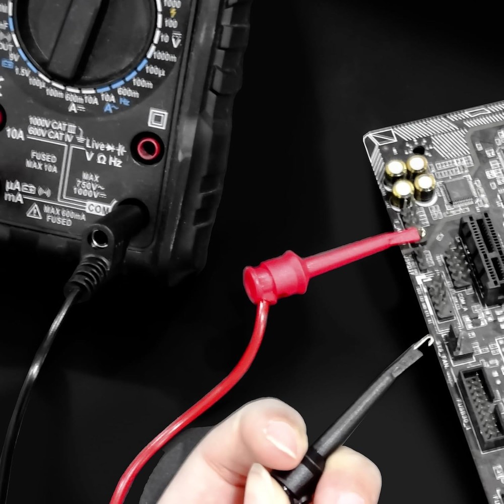 5-Pack 4mm Stackable Leads with Hook Clips – Ideal for Electrical Testing