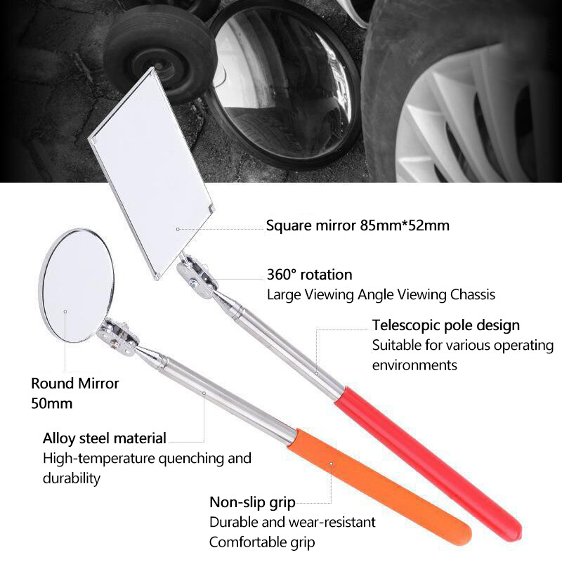 3PCS Telescoping Mirror Inspection Round Square Mirror Inspection Tool