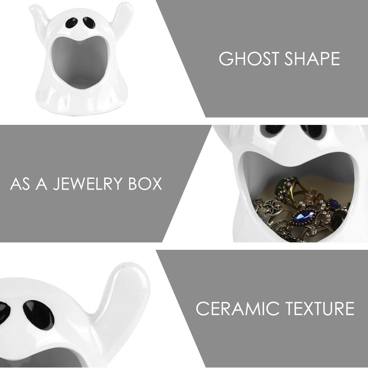 Halloween Candle Holder Ceramic Candlesticks with Spooky Ghost Shape Table Decor