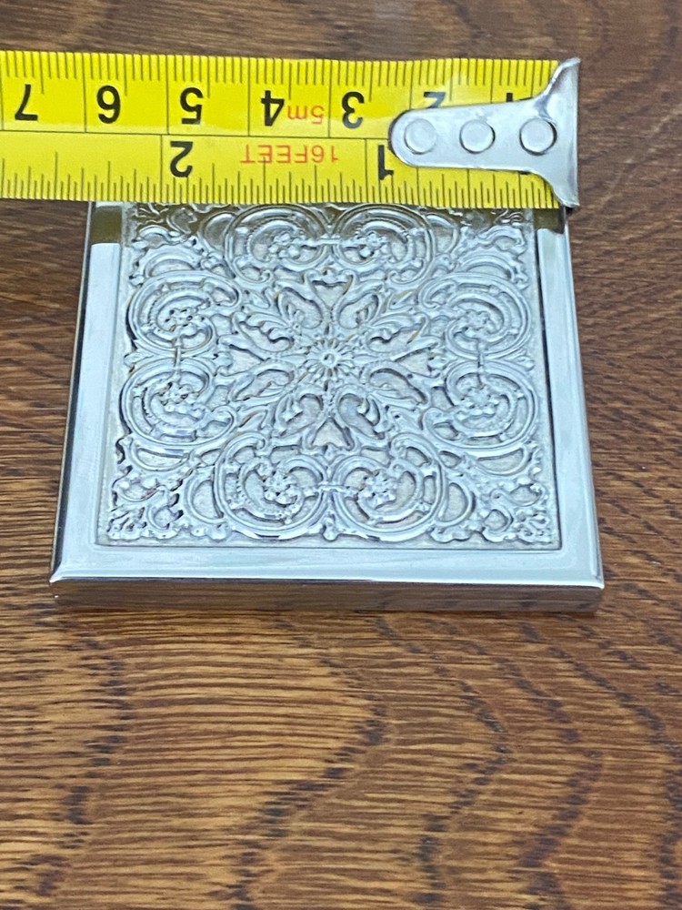 Beautiful Ornate Vintage Silver Plated Mirror Compact