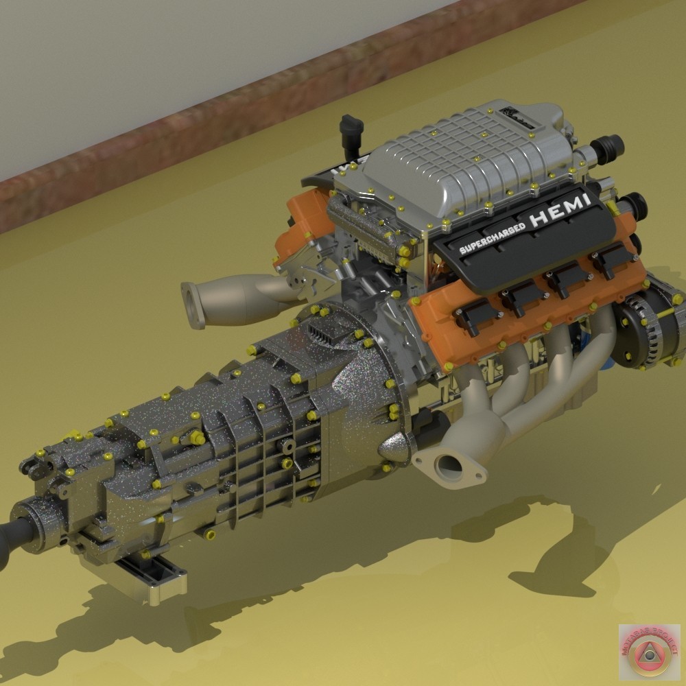 1:25-1:24 Scale Resin Dodge SRT Hellcat Engine & Transmission Kit
