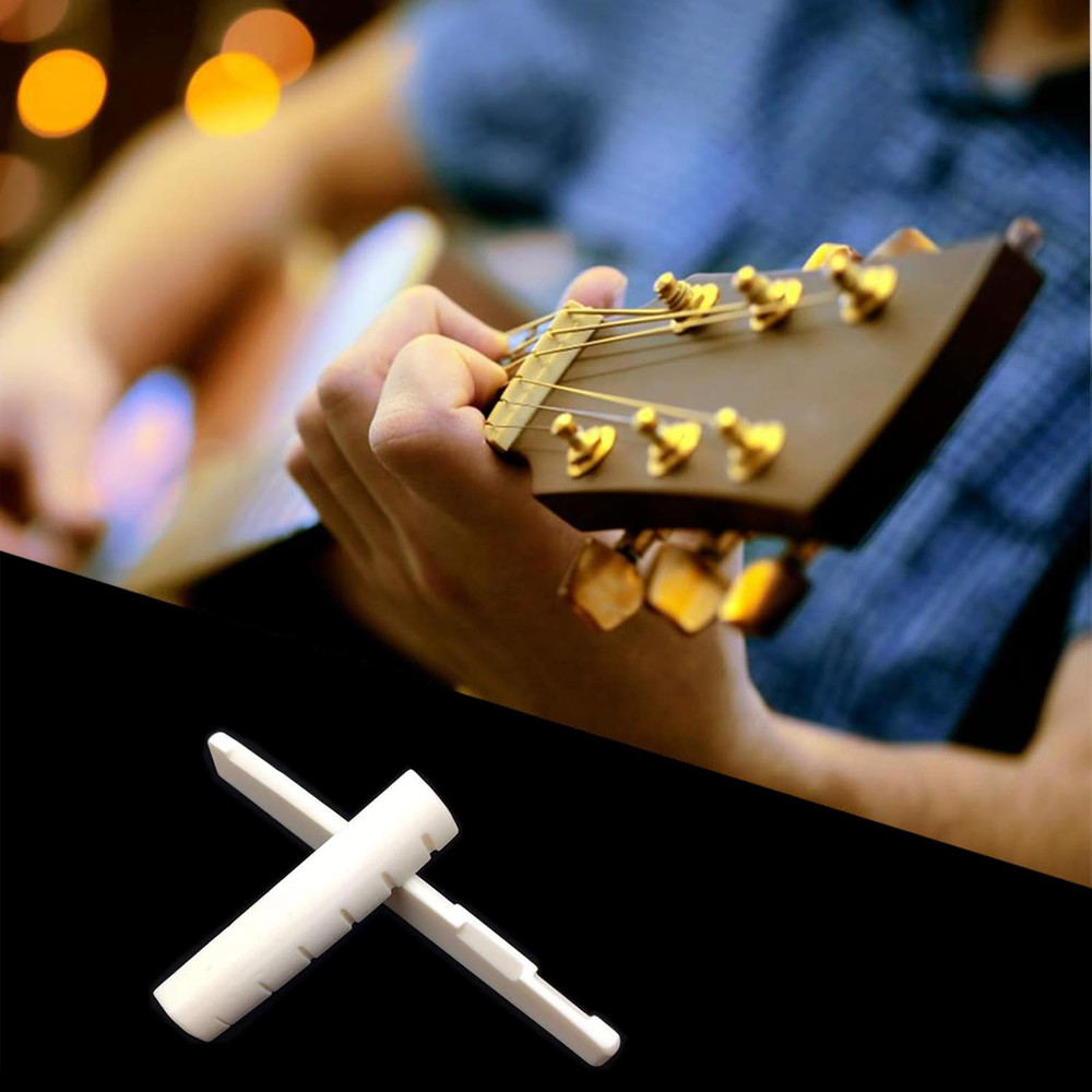 2 Sets 4Pcs 6 String Acoustic Guitar Bone Bridge Saddle and Nut Made ...