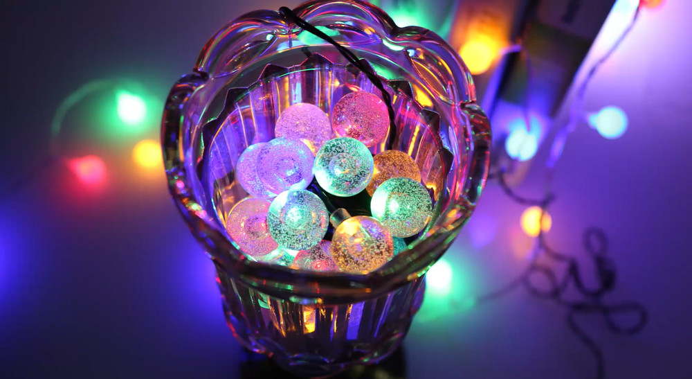 Solar String Lights Outdoor 25ft 40 Led String Lights 8 Modes Crystal Ball IP65