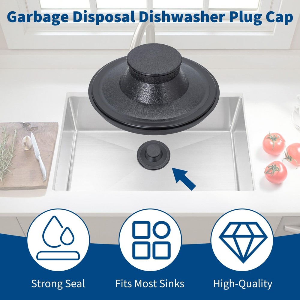2 Pack Kitchen Sink Stopper Garbage Disposal Dishwasher Plug Cap Durable Plastic