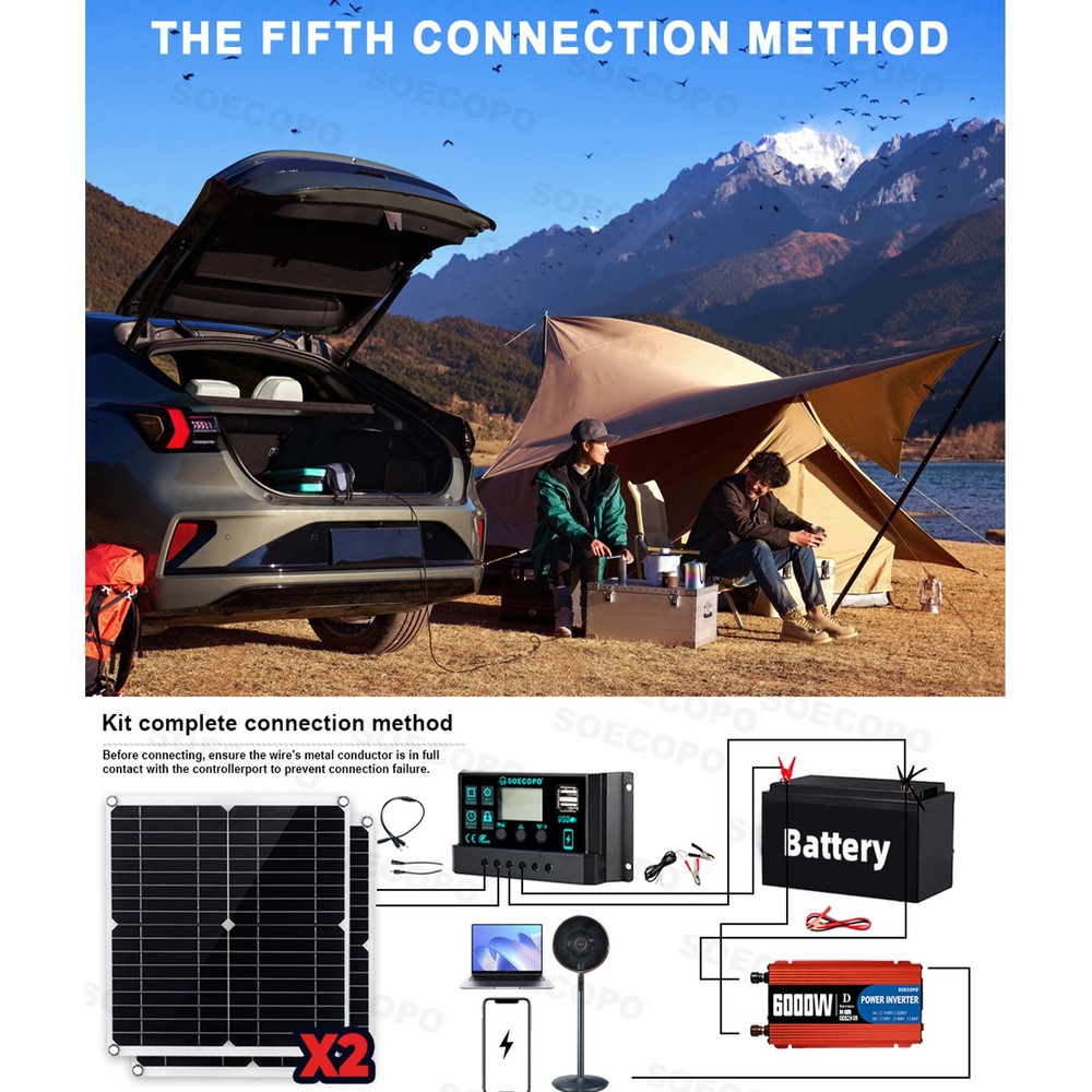 6000W Solar Panel Kit with Battery & Inverter Off Grid for Home RV Camping