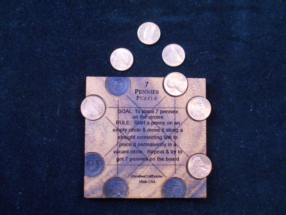 7 Pennies Puzzle wood brain teaser