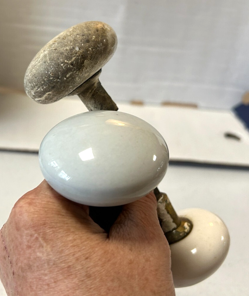 Vintage Porcelain White Door Knobs
