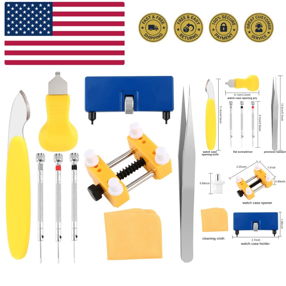 Professional 9PCS Watch Battery Replacement Kit - Durable Tools for Easy Repairs