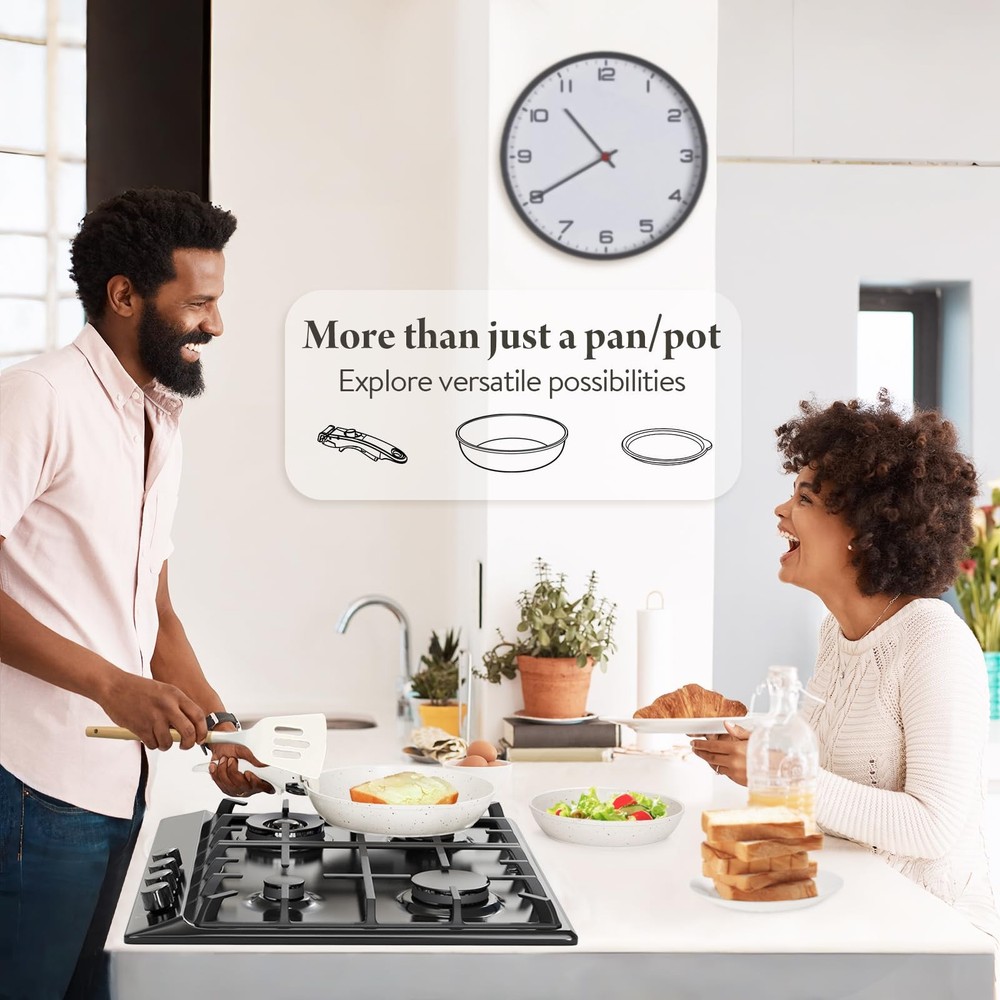 19pc Nonstick Ceramic Pots & Pans Set Removable Handle Space Saving Cookware New