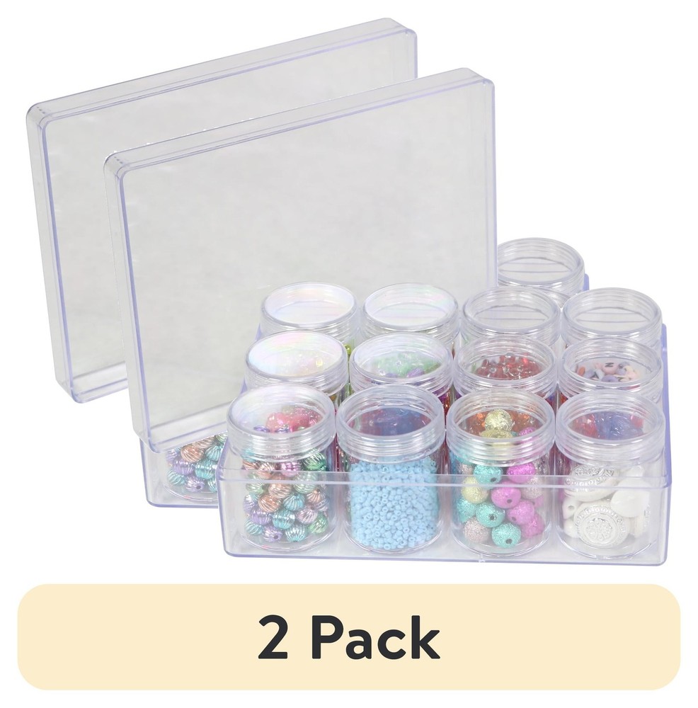 (2 pack) Everything Mary 12-Unit Plastic Beading Craft and Hobby Storage Box