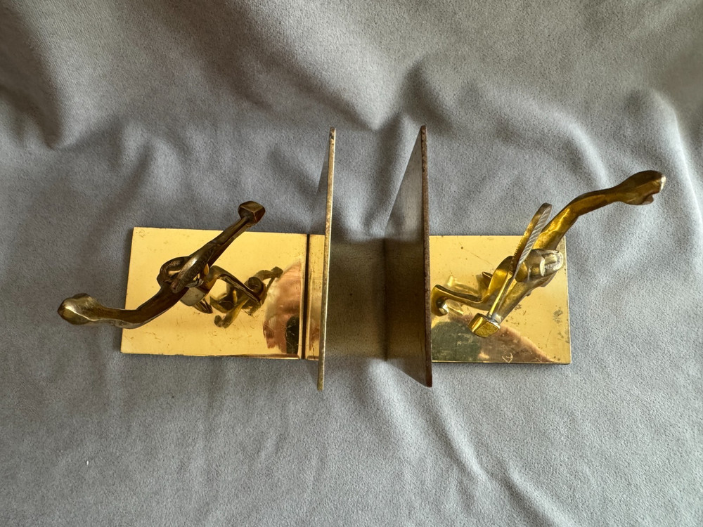 Vintage Solid Brass Tennis Players Bookends (Minimalist Design)