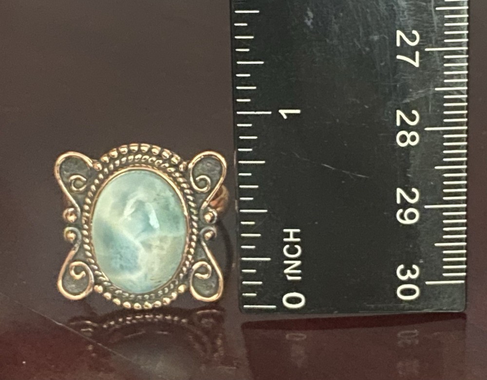 Larimar Solid Copper Ring Size 11 Southwest Style Jewelry