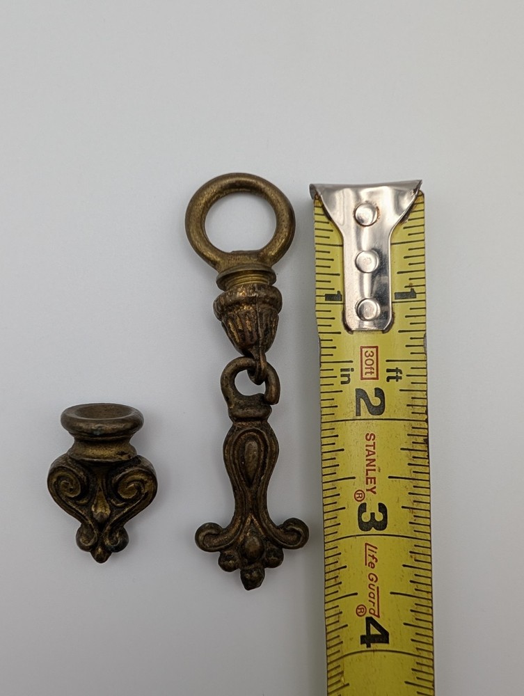 Antique/Vintage Ornate Brass Drop Drawer Pull & Extra Piece Decorative Hardware