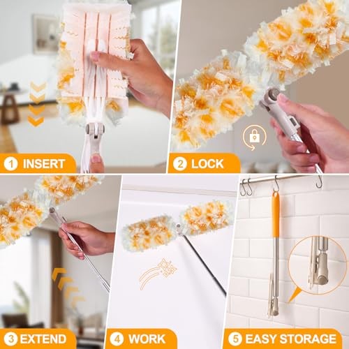,Compatible with 6ft Extendable Duster Handle with 5 Refills