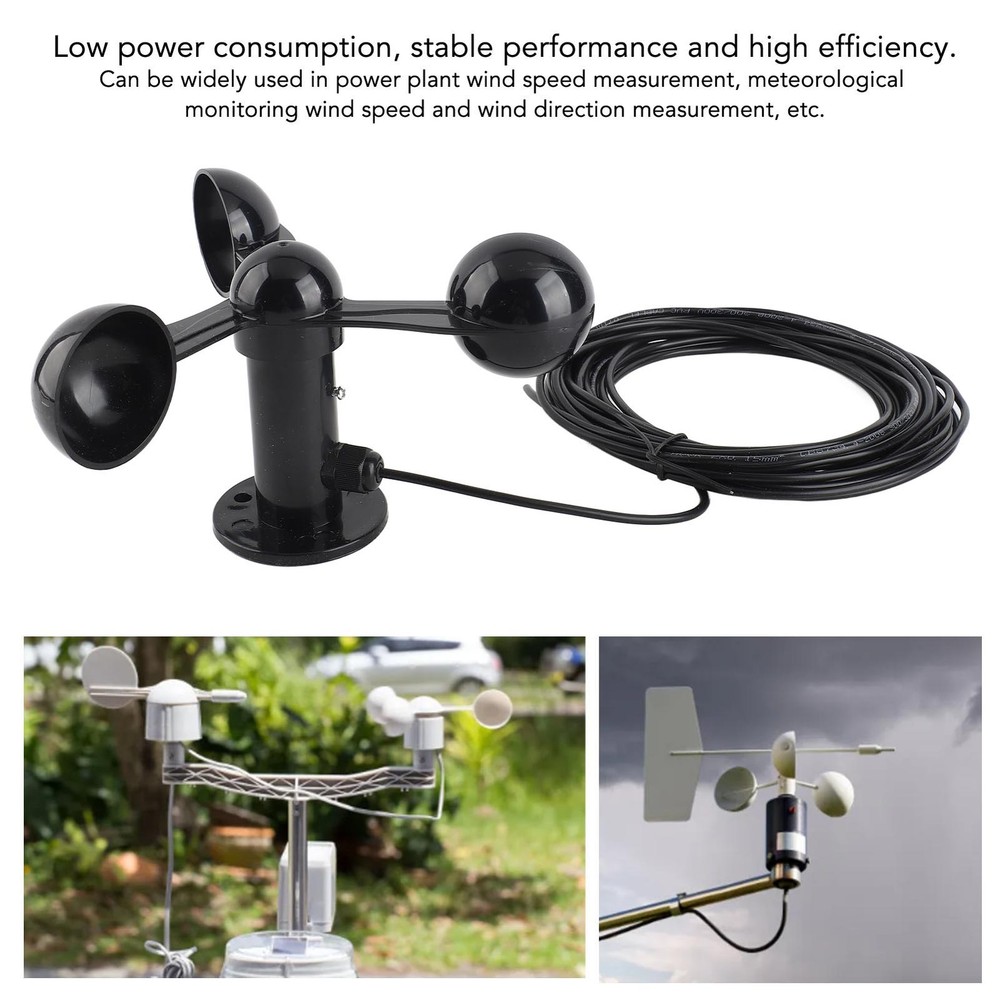 Anemometer Sensor Wind Speeds Cup With 8M Water Resistant Cable 4cm Mount
